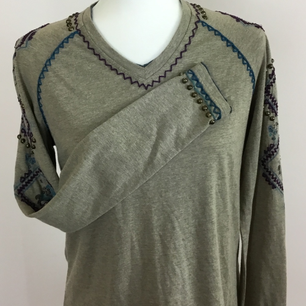 Double D Ranch Olive Long Sleeve Tee with Embroidered Accents - Picture 5 of 8